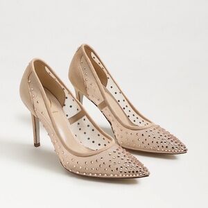 Sam Edelman Hazel Pink/Champagne Mesh Bedazzled Heels